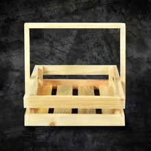 Load image into Gallery viewer, Square Wooden Bottle Basket Handle Tray 10x10x3 inches