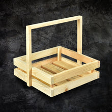 Load image into Gallery viewer, Square Wooden Bottle Basket Handle Tray 10x10x3 inches
