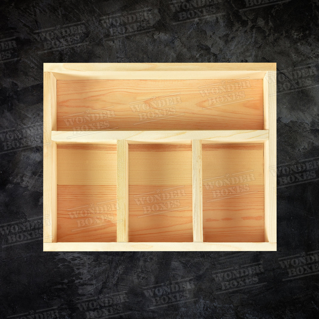 Wooden Partitioned rectangular tray 14x11x2.5 inches