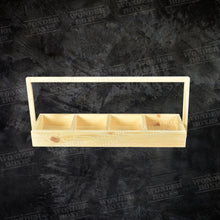 Load image into Gallery viewer, Wooden Rectangular Partitioned tray with basket handle - 18.5x6x2 Inches
