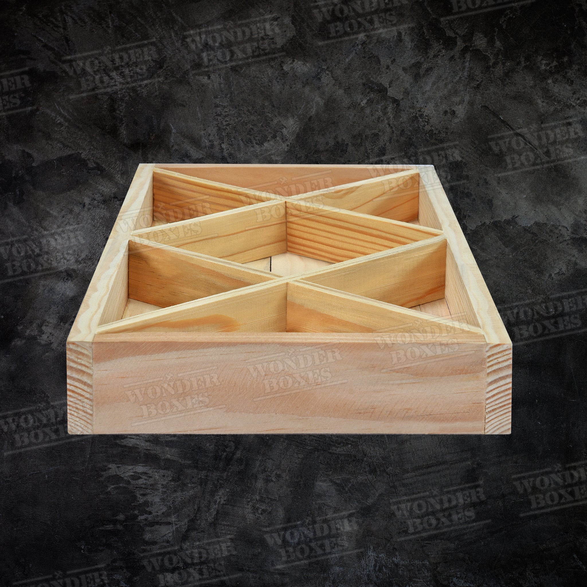 Wooden Rectangular Cross Hatch Partitioned tray - 18x9x2 Inches ...