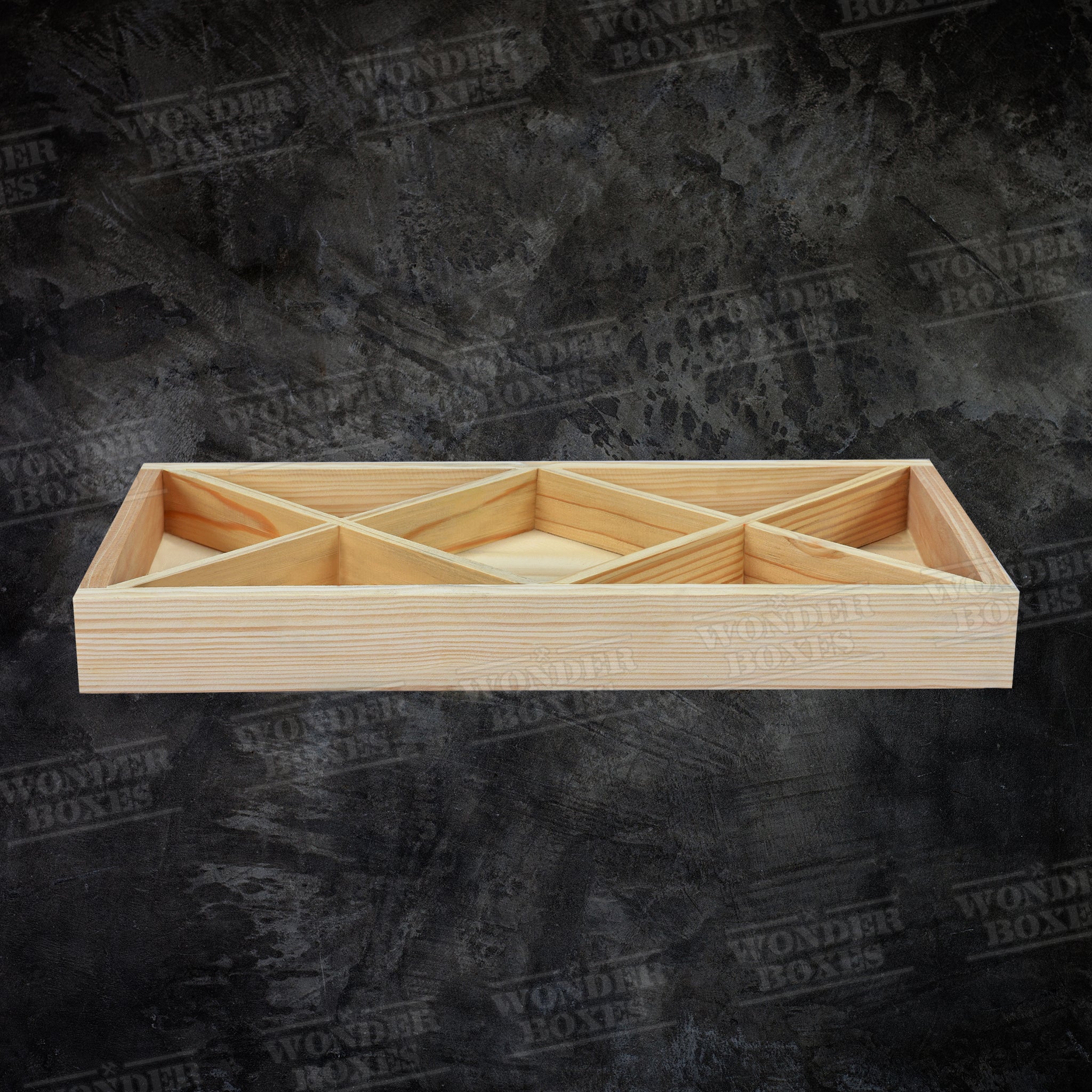 Wooden Rectangular Cross Hatch Partitioned tray - 18x9x2 Inches ...