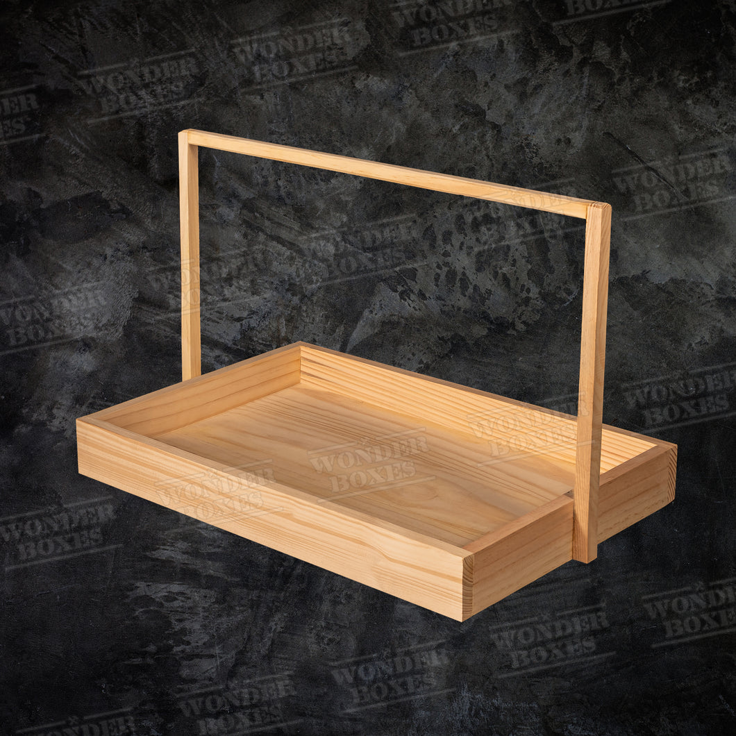 Rectangular Wooden Basket Handle Tray