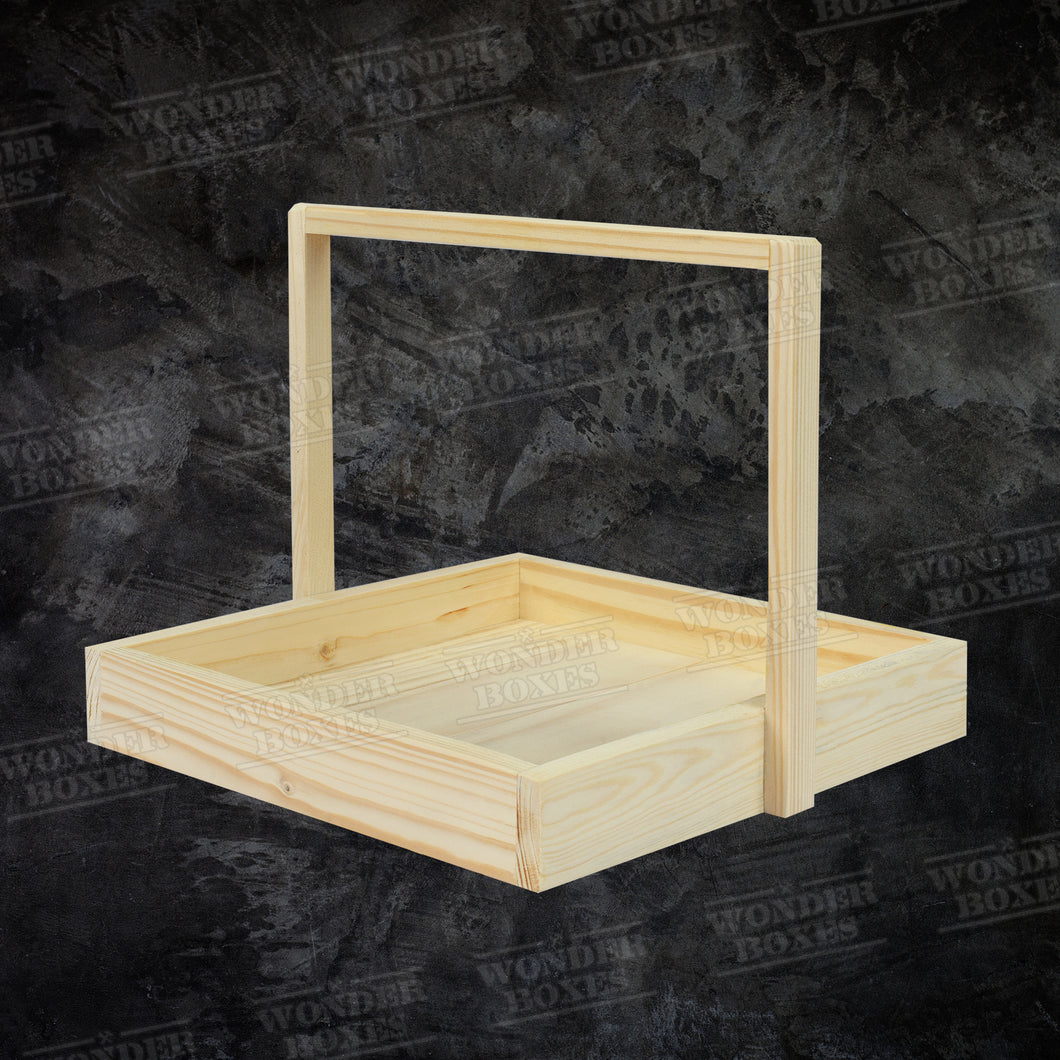 Square Wooden Basket Handle Trays (Various Sizes)